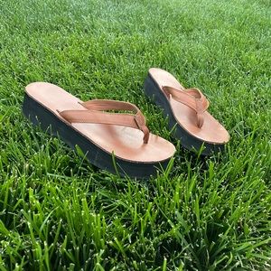 Platform rainbow flip flops